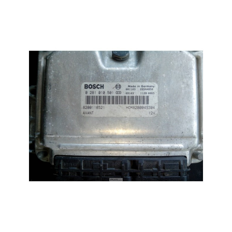 CALCULATEUR MOTEUR RENAULT CLIO 1.9 DTI BOSCH 0 281 010 501, EDC15VM+, 0281010501, 8200118521, HOM8200049304