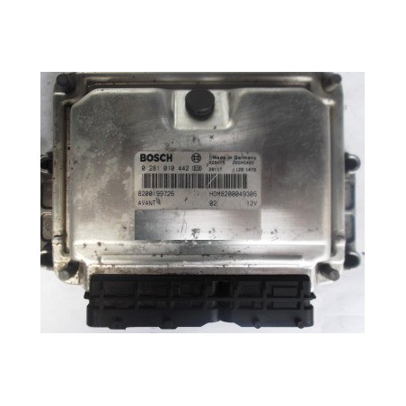 CALCULATEUR MOTEUR RENAULT MEGANE 1.9 DTI BOSCH 0281010442, 0 281 010 442, 8200199726, HOM8200049306, HOM 8200049306