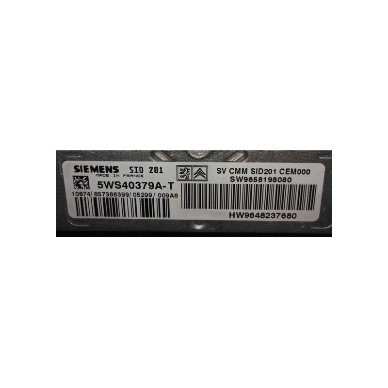 CALCULATEUR MOTEUR CITROEN C6, PEUGEOT 407/607 2.7 HDI, Siemens SID201 5WS40379A-T, 5WS40379AT, SW9658198080, HW9648237680 CALCULATEUR MOTEUR CITROEN C6, PEUGEOT 407/607 2.7 HDI, Siemens SID201 5WS40379A-T, 5WS40379AT, SW9658198080, HW9648237680