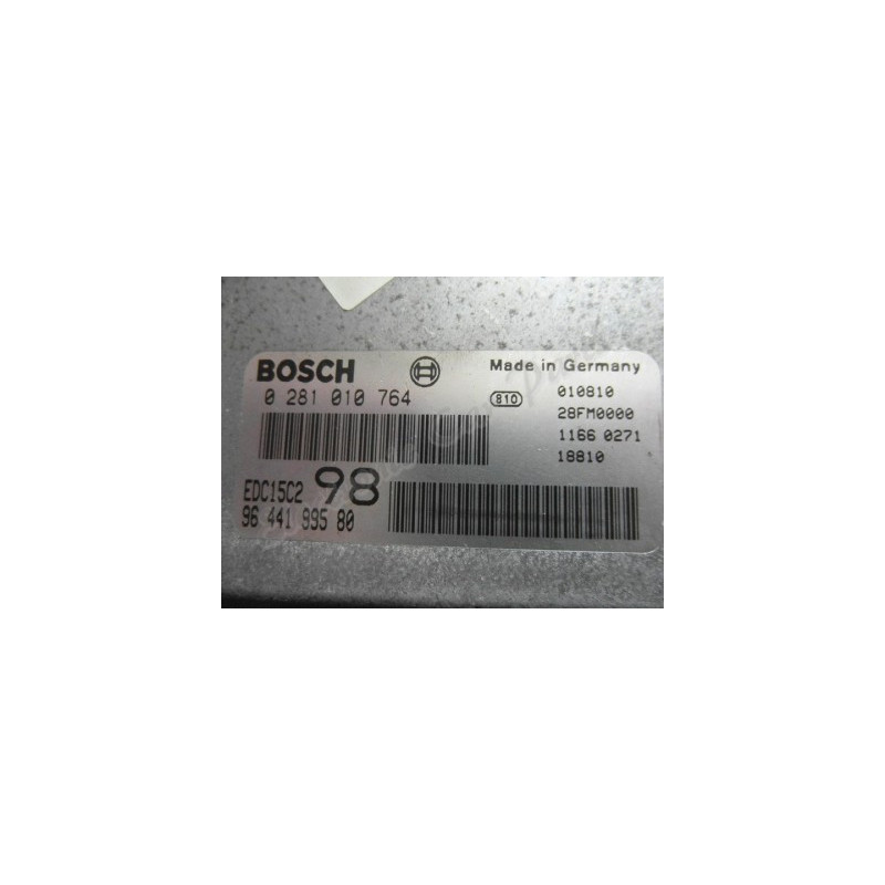 CALCULATEUR MOTEUR CITROEN C5 2.2HDI 138CV BOSCH 0281010764, 0 281 010 764, 9644199580, 96 441 995 80, EDC15C2 98 CALCULATEUR MOTEUR CITROEN C5 2.2HDI 138CV BOSCH 0281010764, 0 281 010 764, 9644199580, 96 441 995 80, EDC15C2 98