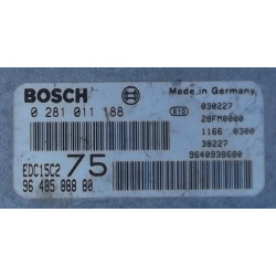 CALCULATEUR MOTEUR PEUGEOT 206 2.0 HDI 90CV BOSCH 0281011188, 0 281 011 188, 9648588880, 96 485 888 80, 9640938680, 96 409 386 8