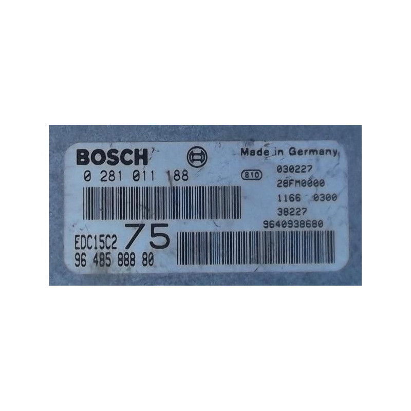 CALCULATEUR MOTEUR PEUGEOT 206 2.0 HDI 90CV BOSCH 0281011188, 0 281 011 188, 9648588880, 96 485 888 80, 9640938680, 96 409 386 8 CALCULATEUR MOTEUR PEUGEOT 206 2.0 HDI 90CV BOSCH 0281011188, 0 281 011 188, 9648588880, 96 485 888 80, 9640938680, 96 409 386 8