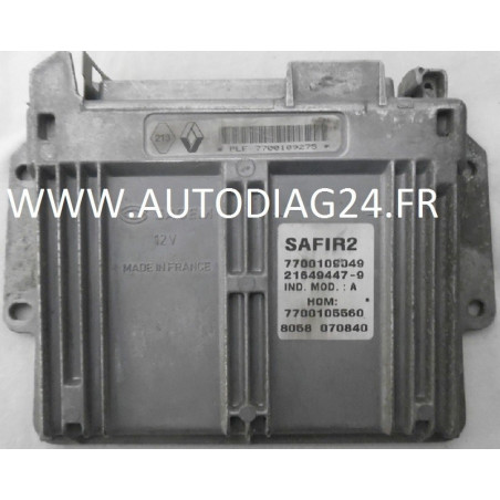CALCULATEUR MOTEUR VIERGE Renault twingo 1.2i SAGEM SAFIR2 7700109049, 21649447-9, HOM 7700105560, HOM7700105560