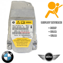 Réparation calculateur airbag BMW 65.77 9145400-01 65.779145400-01 Code Default 93D7 93AB 93A8