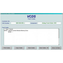 Réparation Boitie Airbag Audi default 65535 – Internal Control Module Memory Error.