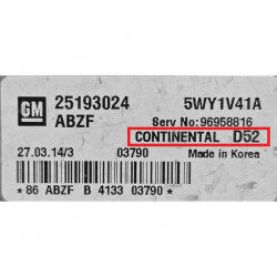 Réparation Anti-Démarrage Chevrolet Spark Calculateur CONTINENTAL D52 IMMO Off